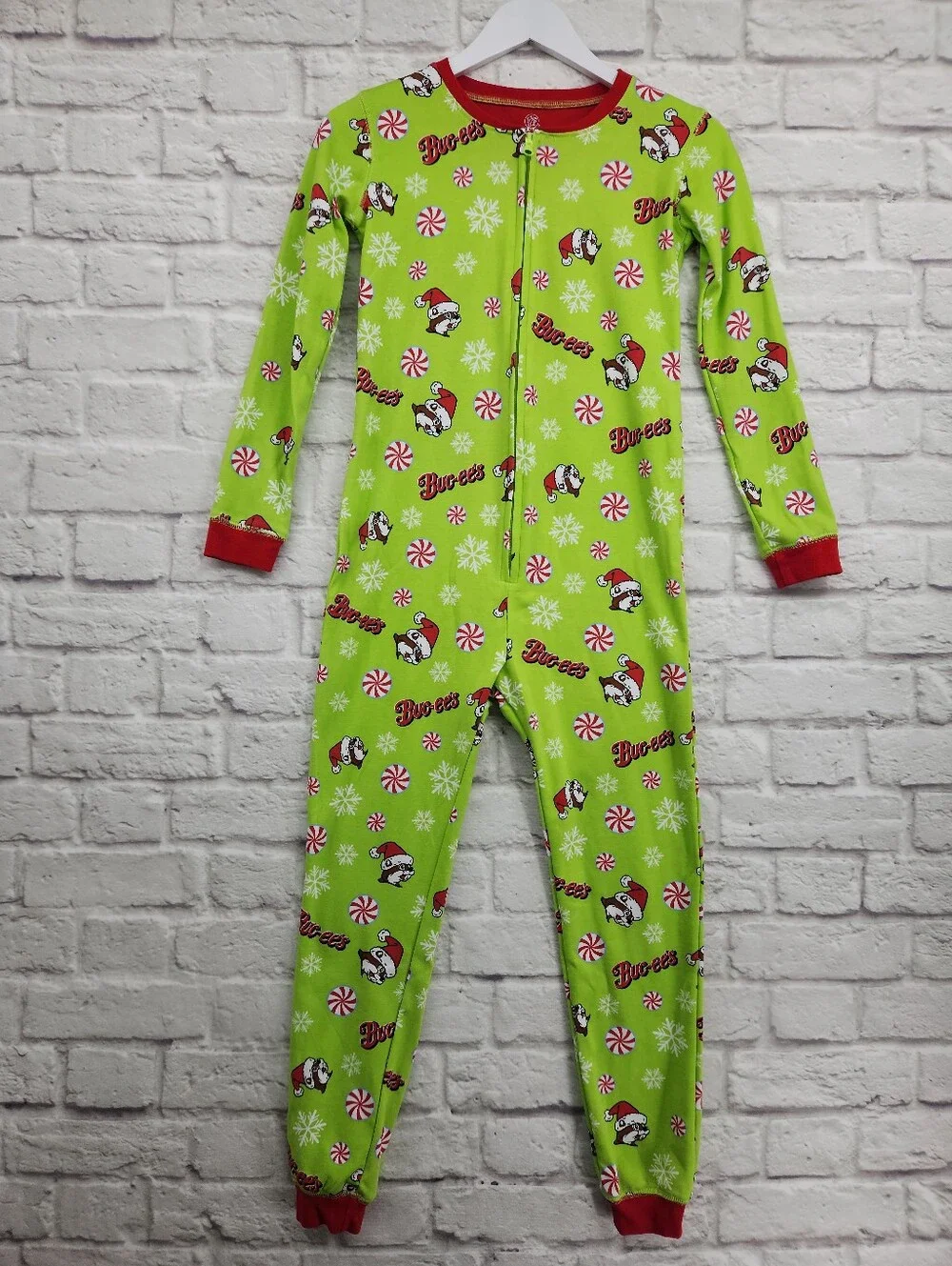 Buc-ee's Christmas Santa Beaver Holiday One Piece Pajamas Youth Large YL